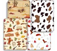 Next to Me Crib Sheets, Fitted Baby Crib Sheets Set of 4, Breathable Soft Microfiber Fitted Baby Bed Sheets (Western Cowboy, 83x50cm)