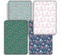 Next to Me Crib Sheets, Fitted Baby Crib Sheets Set of 4, Breathable Soft Microfiber Fitted Baby Bed Sheets (Floral, 83x50cm)