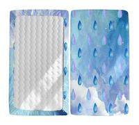Next to Me Crib Sheets Raindrop Print, Morbuy Cot Bed Sheets, Soft Breathable Microfiber Moses Basket Sheets, Cot Sheets for Boy and Girl, Durable Easy Care Crib Sheets (Blue,140x70cm)