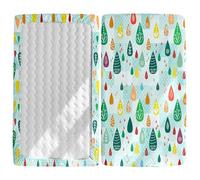 Next to Me Crib Sheets Raindrop Print, Morbuy Cot Bed Sheets, Soft Breathable Microfiber Moses Basket Sheets, Cot Sheets for Boy and Girl, Durable Easy Care Crib Sheets (Green Leaves,85x51cm)