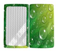 Next to Me Crib Sheets Raindrop Print, Morbuy Cot Bed Sheets, Soft Breathable Microfiber Moses Basket Sheets, Cot Sheets for Boy and Girl, Durable Easy Care Crib Sheets (Green,90x55cm)