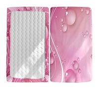 Next to Me Crib Sheets Raindrop Print, Morbuy Cot Bed Sheets, Soft Breathable Microfiber Moses Basket Sheets, Cot Sheets for Boy and Girl, Durable Easy Care Crib Sheets (Pink,95x65cm)