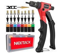 NEXTACK Rivet Nut Tool Kit with a Step Drill Bit & 80 Nutserts for Tight Space, 8" Rivnut Tool Set Riveter with 8 Mandrels 6-32 8-32 10-24 1/4-20 M3 M4 M5 M6 in Organized Rugged Carrying Case NT600