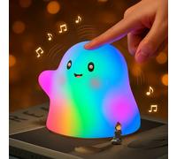 nextanG Ghost Night Light for Kids,Tap-to-Light Silicone Lamp with Sleep-Aid Music, RGB Color-Changing,30-Min Timer, USB-Rechargeable Bedside Nursery Lamp for Baby/Toddler Bedroom Décor