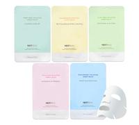 NEXTBEAU [PACK OF 20 Solution Sheet Mask Pack 5types x 4pc Aloe, Niacinamide, Collagen, Hemp seed, Hyaluronic Acid