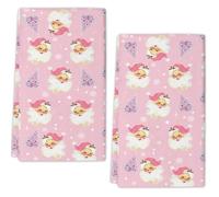 Nextchange Merry Christmas Pink Kitchen Towels Set of 2, Red Green Polka Dot Xmas Design Dish Hand Towels for Holiday Home Decor, Party and Bathroom, 18x26 Inch