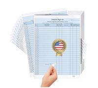 NextDayLabels NCR Carbonless 3 Part Patient Sign in Label Forms, HIPAA Approved and Compliant for Confidentiality in All Medical Offices. (Blue)