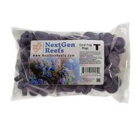 NextGen Reefs® 1" Ceramic Coralline Purple Coral Frag Plugs 100pc Pack + NGR Reef Glue Gel