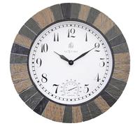 NeXtime Aster Large Waterproof Outdoor Clock with Thermometer 43.5 cm Polyresin