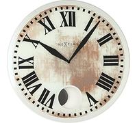 NeXtime big wall clock "ROMANA", with pendulum, round, mirror glass, white, ø 43 cm