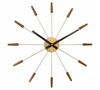 NeXtime Large Wall Clock 58 cm Silencieux Walnut Wood/Stainless Steel, Brown, One Size, 2610BR
