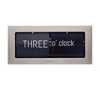 NexTime Table 36 x 16.5 cm-Metal-Silver-'Word Flip Clock', Multi-Coloured, 36 x 16.5cm