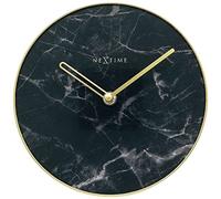 NexTime Table/Wall Clock-Diameter 20 cm-Glass/Metal-Black-'Marble, 20 x 0.8 cm