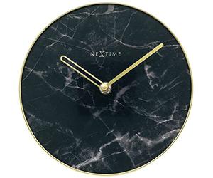 NexTime Table/Wall Clock-Diameter 20 cm-Glass/Metal-Black-'Marble, 20 x 0.8 cm