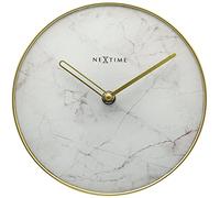 NeXtime - Table/Wall Clock - Diameter 20 cm - Glass/Metal - White - 'Marble'