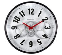 NexTime Wall Ø 36cm-Metal & Glass-White-'Modern Gear Clock