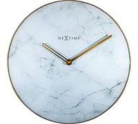 NexTime Wall Clock-Ø 40 cm-Glass/Metal-White-'Marble, 40 8189WI