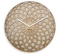 NEXTIME - WALL CLOCK - Ø 50 CM - WOOD & FABRIC - BEIGE - 'SUN BIG'
