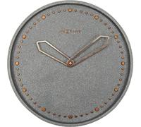 NeXtime wall clock "CROSS", very silent, round, stone / metal, grey, ø 35 cm