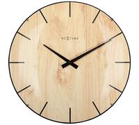 NeXtime Wall Clock-Diameter 35 cm Glass-Light Brown-'Edge Wood Dome 3249