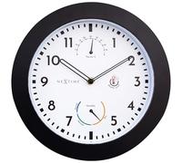NeXtime Wall Clock (Garden/Inside) 25.5 cm Time/Temp/Humidity Black Plastic Daisy, One Size