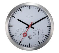 NexTime Wall clock with Thermometer and Hygrometer - 35cm Ø - Aluminium - White - Clematis