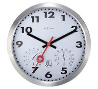 NexTime Wall clock with Thermometer and Hygrometer - 35cm Ø - Aluminium - White - Clematis