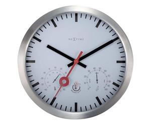 NexTime Wall clock with Thermometer and Hygrometer - 35cm Ø - Aluminium - White - Clematis