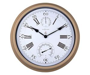 NexTime Wall clock with Thermometer and Hygrometer - 40.5 cm Ø - Metal - Brown - Hyacinth