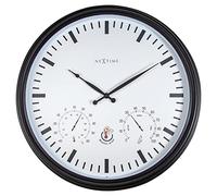 NexTime Wall Clock with Thermometer and Hygrometer-50.8cm Ø-Plastic-Black-Sunflower, 50,8 cm