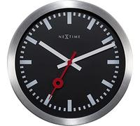 Nextime Black Station Stripe 19cm Wall Clock Aluminium Case Battery Powered