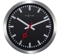 NeXtime Wall Table Clock-Diameter 19 cm - Aluminum - Black - 'Station Stripe, 17 x 0.02 cm 3998STZW