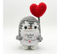 Nextloop Handmade Crochet Penguin Dad Gifts from Daughter - Penguin Teddy for Daddy Birthday, Father’s Day - Pocket Hug Gift from Son, Positive Crochet Animal