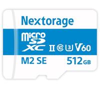 Nextorage Japan 512GB micro SD card UHS-II V60 Nikon, GoPro, Olympus, Insta360 4K video smartphone drones action camera Max read speed 280MB/s Max write speed 190MB/s NX-M2SE512G memory card