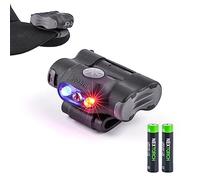 Nextorch Head Torch LED Headlamp Clip on Cap Visor Light with Red Blue Flashing Light AAA Battery for Warning, Running, Camping, Fishing, Cycling, Outdoor Rescue
