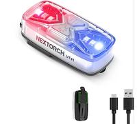 Nextorch Police Light Rechargeable Helmet Light LED, Clip on Red Blue Storbe Flashing Mini Torch for Outdoor Traffic Cycling Police Patrols, IPX8 Shoulder Signal Torch UT41