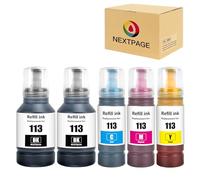 NEXTPAGE 113 Ink for Epson EcoTank 113 Compatible with Epson EcoTank ET-5150 ET-5170 ET-5800 ET-5850 ET-5880 ET-16150 ET-16650 ET-16600 Ecotank Pro ET-16680 PrinterY (5 Pack)