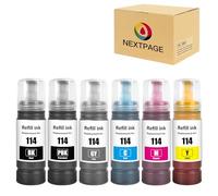 NEXTPAGE 114 Ink for Epson 114 ink Bottle Compatible with Ecotank ET-8500 ET-8550 Printer Black Photo Black Cyan Magenta Yellow Grey (6 Pack)