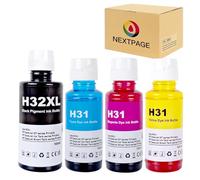 NEXTPAGE 31 32XL Ink Compatible with HP 31 165ml 32XL 100ml Ink Bottle for Smart Tank 7605 7005 5105 7305 455 570 555 655 559 315 319 519 7605 7306 7006 Printer Black Cyan Magenta Yellow (4 Pack)