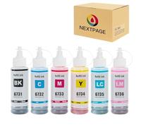 NEXTPAGE 673 Ink for Epson 6731 6732 6733 6734 6735 6736 Compatible with Epson L800 L805 L810 L850 L1800 Printer Black Cyan Magenta Yellow Light Cyan Light Magenta (6 Pack)