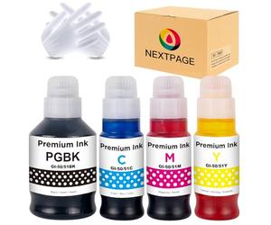 NEXTPAGE GI-50 GI50 GI-51 GI51 Ink Compatible with Canon GI-50/51 for Canon PIXMA G1520 G2520 G2560 G3520 G3560, PIXMA GM2050 GM4050 G5050 G6050 G7 050 (4 Packs, Black Cyan Magenta Yellow)