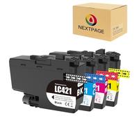 NEXTPAGE LC421 Ink Cartridges for Brother LC421 LC 421 Ink Cartridges Multipack for Brother DCP-J1050DW DCP-J1140DW DCP-J1800DW MFC-J1010DW Printer (4 Pack)