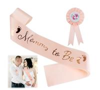 Nextpal 2 Pcs Baby Shower Decorations, Mommy to Be Sash and Daddy to Be Badge Set, Champagne It's a Girl Themed Party Supplies for Baby Girl Shower and Gender Reveal Decoracion Para Nena