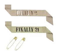 Nextpal 2 Pcs Finally 21 Birthday Sash, Gold and Rose Gold Glitter 21st Birthday Queen Sash for Women Men, Twenty First Party Decorations and Supplies for Queen King Celebration, 62×3.7 Inches