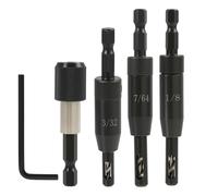 Nextpal 5 Pcs Black Self Centering Drill Bit Set, Hex Shank Hinge Center Drill Bits with 60mm Knurled Adapter, for Woodworking Cabinet Door and Furniture Making Window Hinge Installation