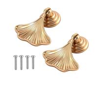 Nextpal Gold Cabinet Knobs and Drawer Pulls, with Mounting Hardware Ginkgo Leaf Design Zinc Alloy Construction Grandmillennial Home, for Furniture Dresser Kitchen Bathroom Cabinets Decor(2 Pcs)