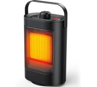 Nextronix Electric Fan Heater with 1500W Portable Space PTC Ceramic Plug in Heaters for Home Low Energy 3 x Heat Settings Adjustable Heater Tip-Over & Overheat Protection for Room Bathroom (black)