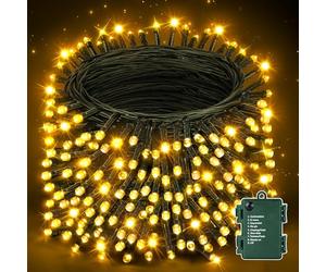 Nextronix Fairy Lights Battery Operated- 20m 200LEDs Warm White String Lights Indoor with 8 Modes Timer, IP44 Waterproof Outdoor Christmas Lights for Halloween Decorations Garden Bedroom Party Tree