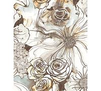NextWall Harry & Grace Ink Rose Abstract Floral Peel and Stick Wallpaper (Mocha & Blue Mist)