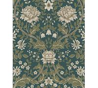 NextWall Honeysuckle Trail Floral Peel and Stick Wallpaper (Teal & Moss Green)